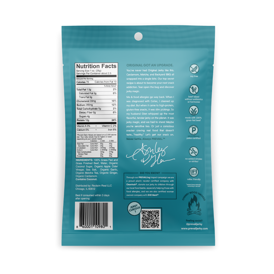 Original Beef Jerky PREVAIL Jerky 100 GrassFed Beef Jerky